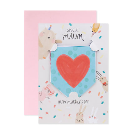 Hallmark Mother's Day Card - Perfect Like You featuring adorable animal illustrations, embossed lettering, and removable bunting detail.