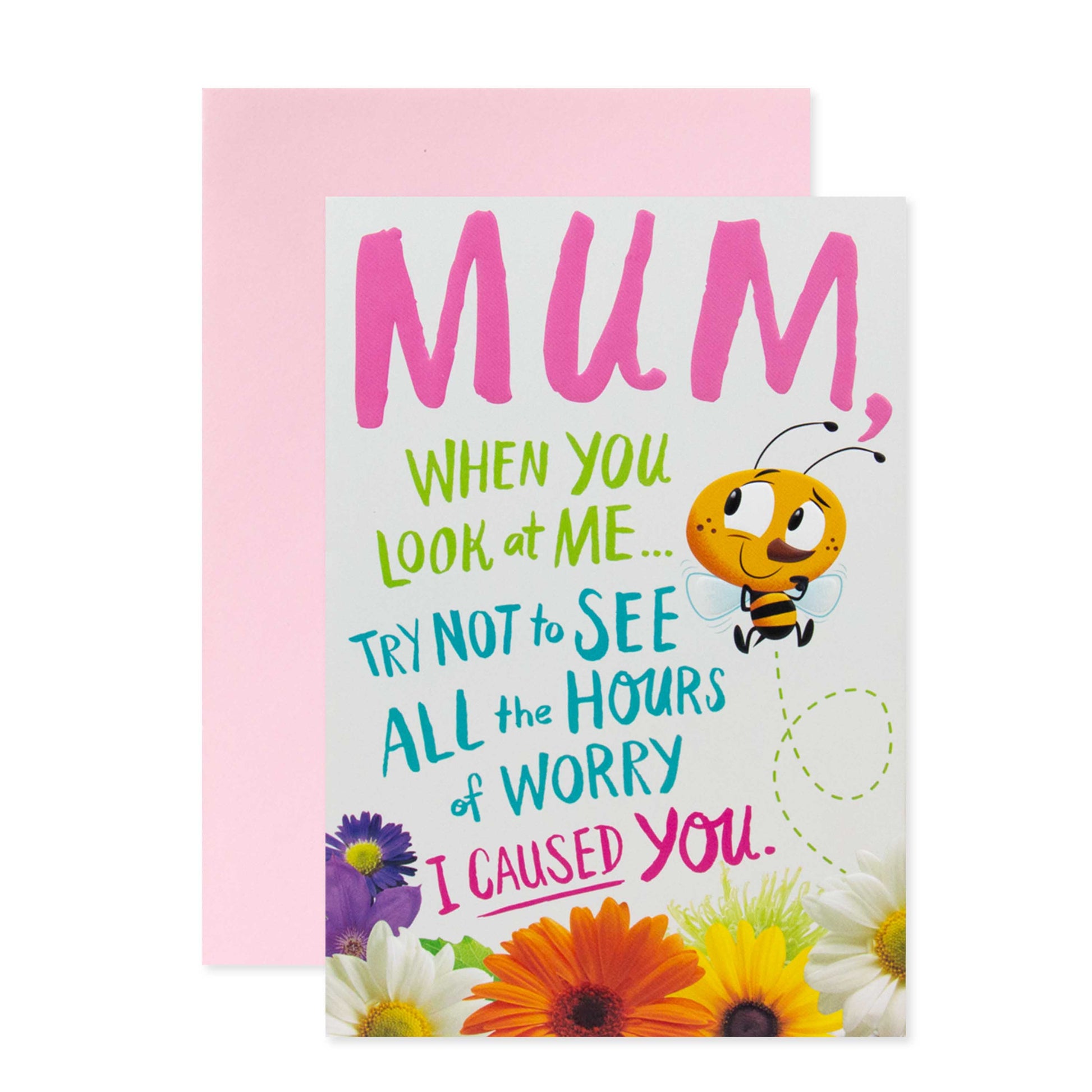Hallmark Mother's Day Card - Character Builder featuring a colourful bee illustration and floral designs on the front.