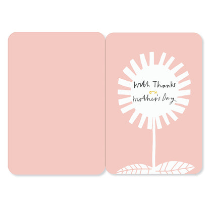 Hallmark Mother's Day Card - Love & Care, interior design, pink background, sunflower illustration with message