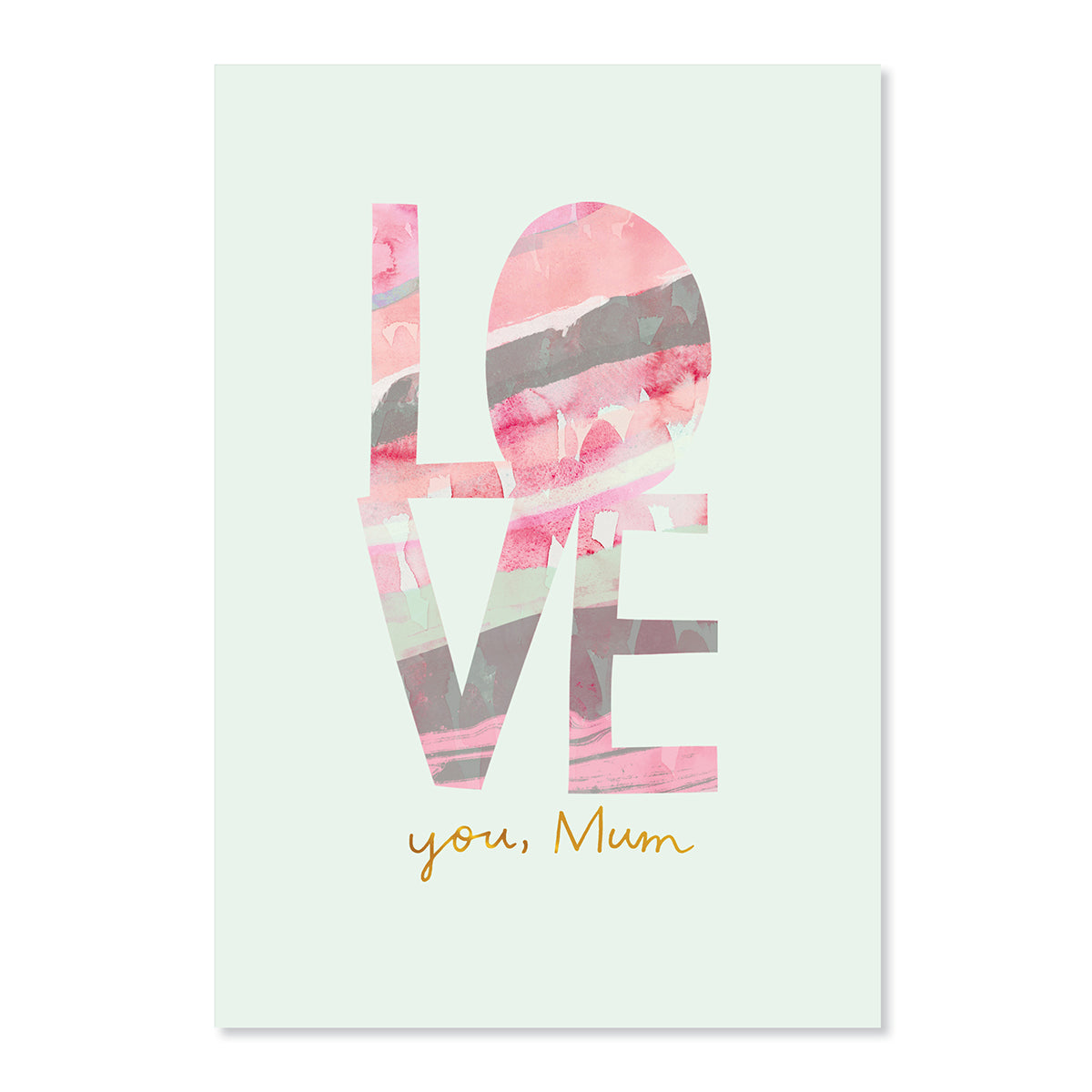 Hallmark Mother's Day Card - Can't Say It Enough features watercolour artwork in pink and green, with gold foil highlights and a heartfelt message.