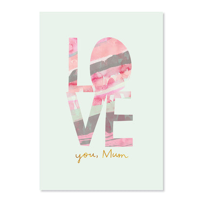 Hallmark Mother's Day Card - Can't Say It Enough features watercolour artwork in pink and green, with gold foil highlights and a heartfelt message.