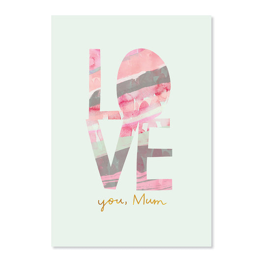 Hallmark Mother's Day Card - Can't Say It Enough features watercolour artwork in pink and green, with gold foil highlights and a heartfelt message.