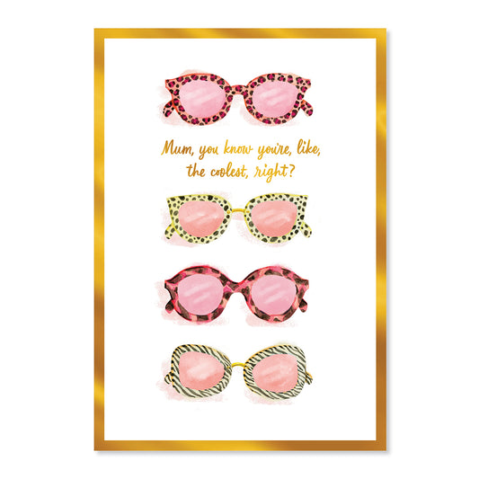 Hallmark Mother's Day Card - The Coolest with colourful illustrations of stylish sunglasses and gold foil highlights