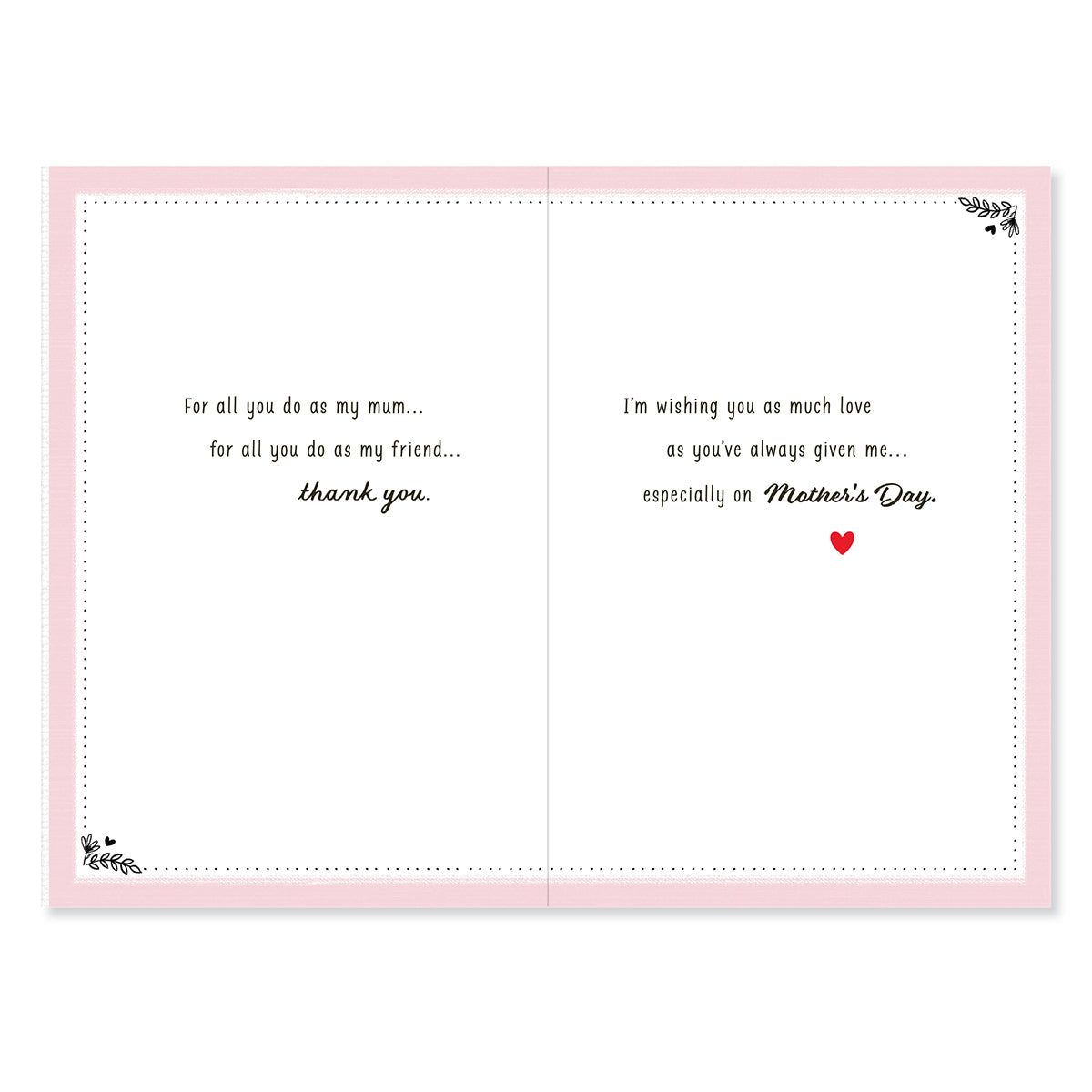Hallmark Mother's Day Card From Daughter - Home Is Where My Mum Is inside design with heartfelt message and decorative border in pink.