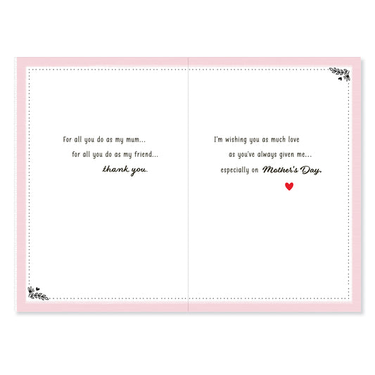 Hallmark Mother's Day Card From Daughter - Home Is Where My Mum Is inside design with heartfelt message and decorative border in pink.