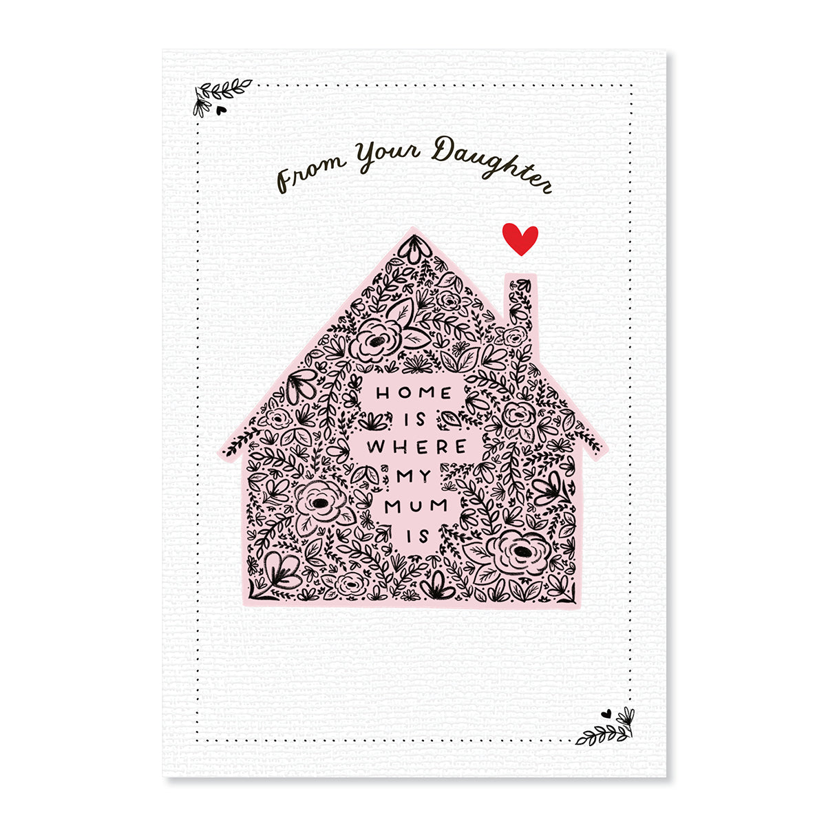 Hallmark Mother's Day Card From Daughter - Home Is Where My Mum Is, featuring a floral house illustration and heart detail.