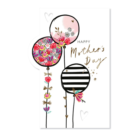 Hallmark Mother's Day Card - With So Much Love featuring colourful floral balloons, gold foil accents, and a stylish design.