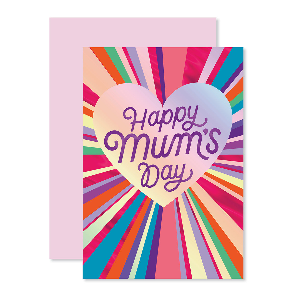 Hallmark Mother's Day Card - Fun. Smart. Strong. Loving. features a colourful heartburst and foiled text on a vibrant background.