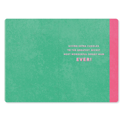 Hallmark Mother's Day Card From The Dog - Best Furry Friend, interior design, vibrant green and pink colours, heartfelt message
