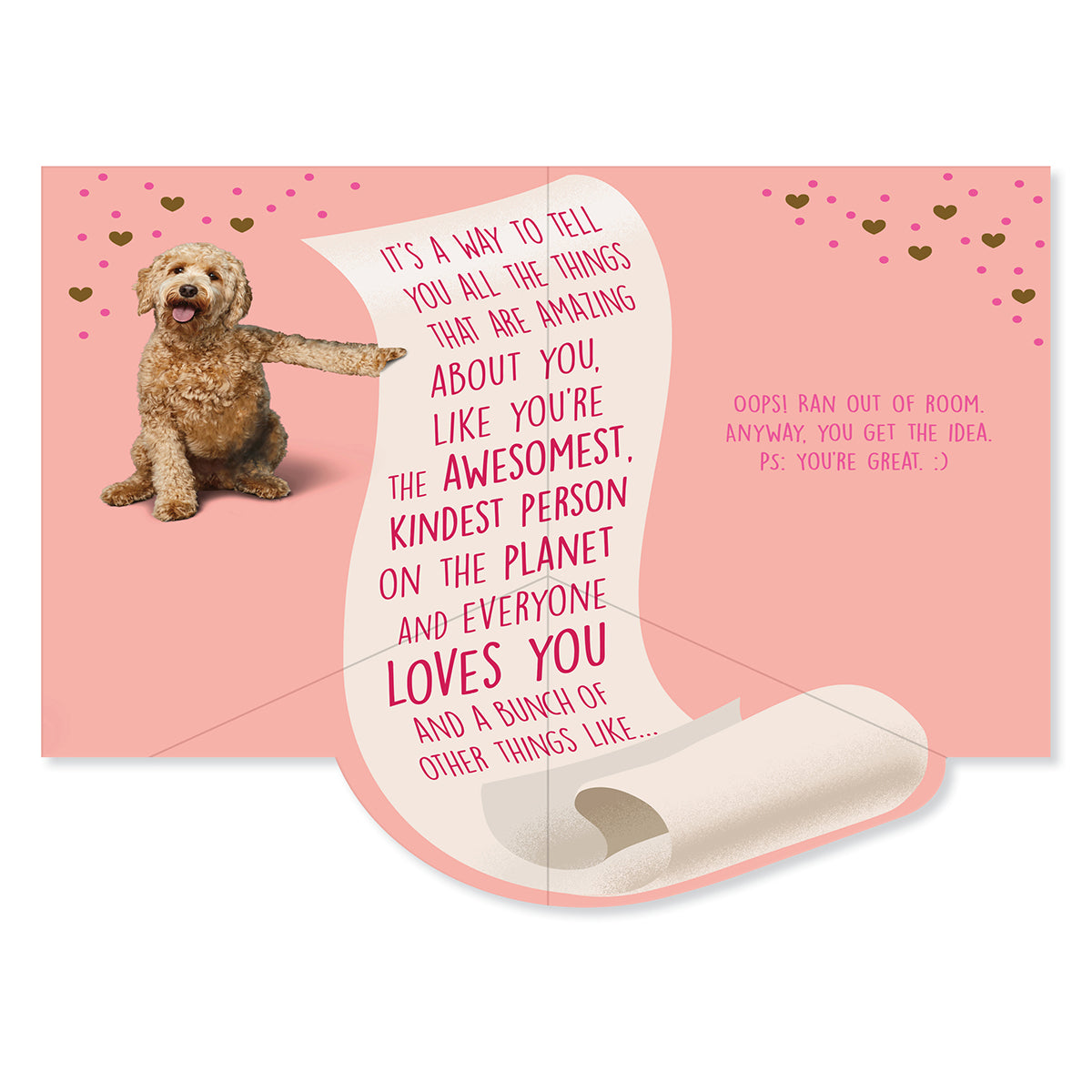 Hallmark Mother's Day Card For Grandma - Awesomest & Kindest with a goldendoodle illustration and a fold-out message design.