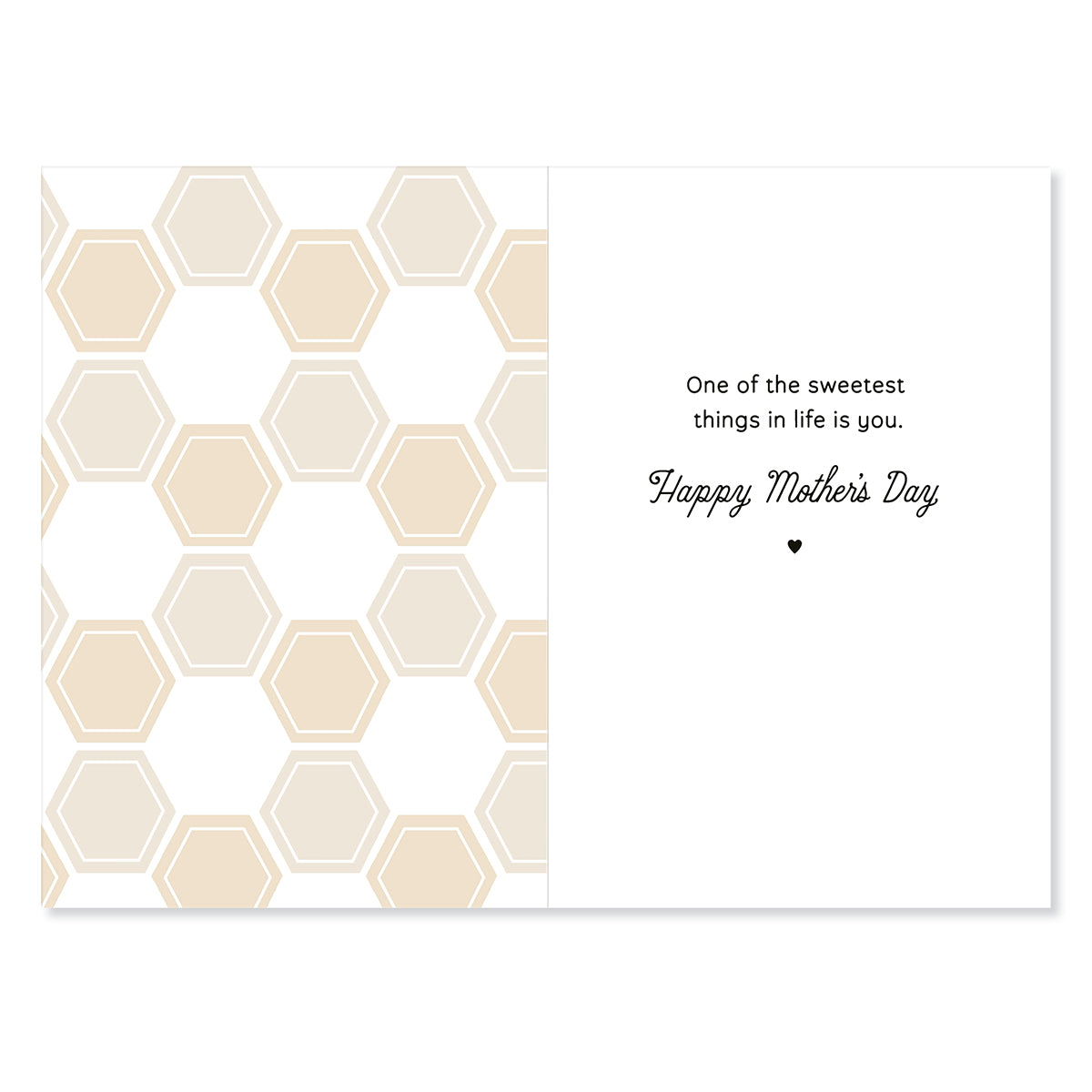 Hallmark Mother's Day Card - Honey Bees with honeycomb pattern inside, featuring heartfelt message and elegant font.