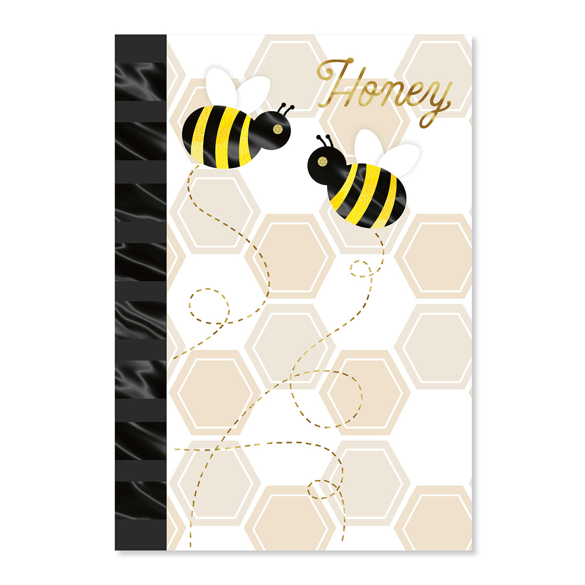 Hallmark Mother's Day Card - Honey Bees featuring two illustrated bees on a honeycomb background with gold foil highlights.