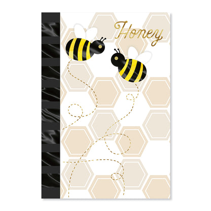 Hallmark Mother's Day Card - Honey Bees featuring two illustrated bees on a honeycomb background with gold foil highlights.