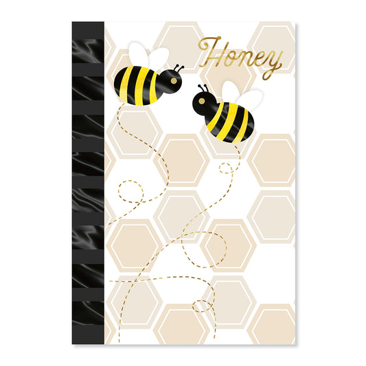 Hallmark Mother's Day Card - Honey Bees featuring two illustrated bees on a honeycomb background with gold foil highlights.