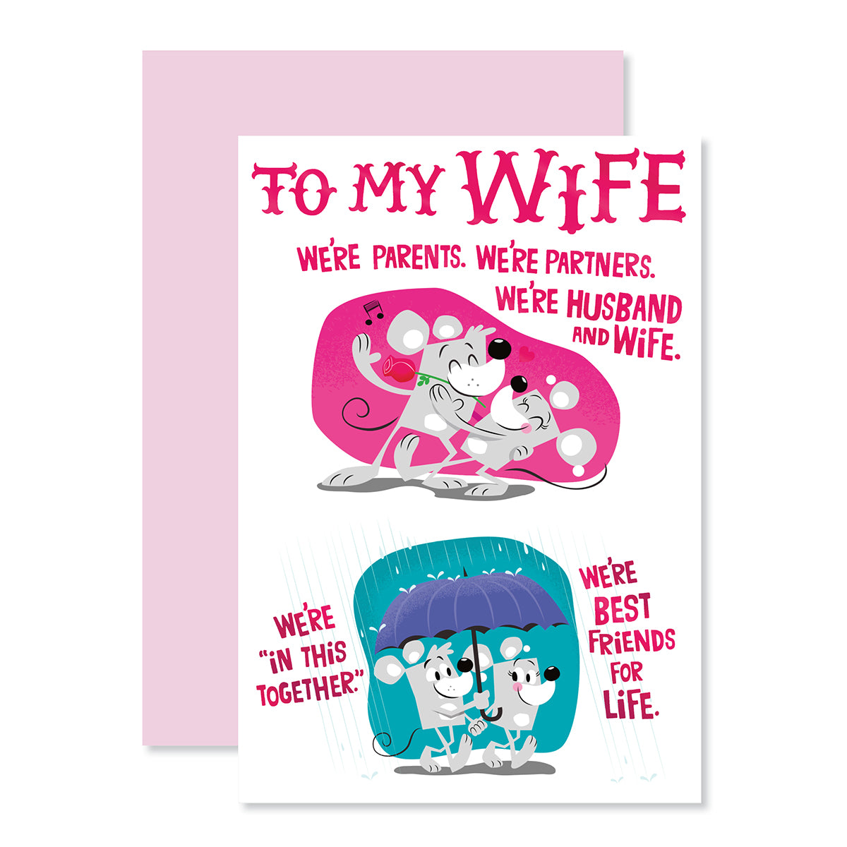 Hallmark Mother's Day Card For Wife - Love You Forever with pink foil highlights, featuring mouse illustrations and heartfelt message.