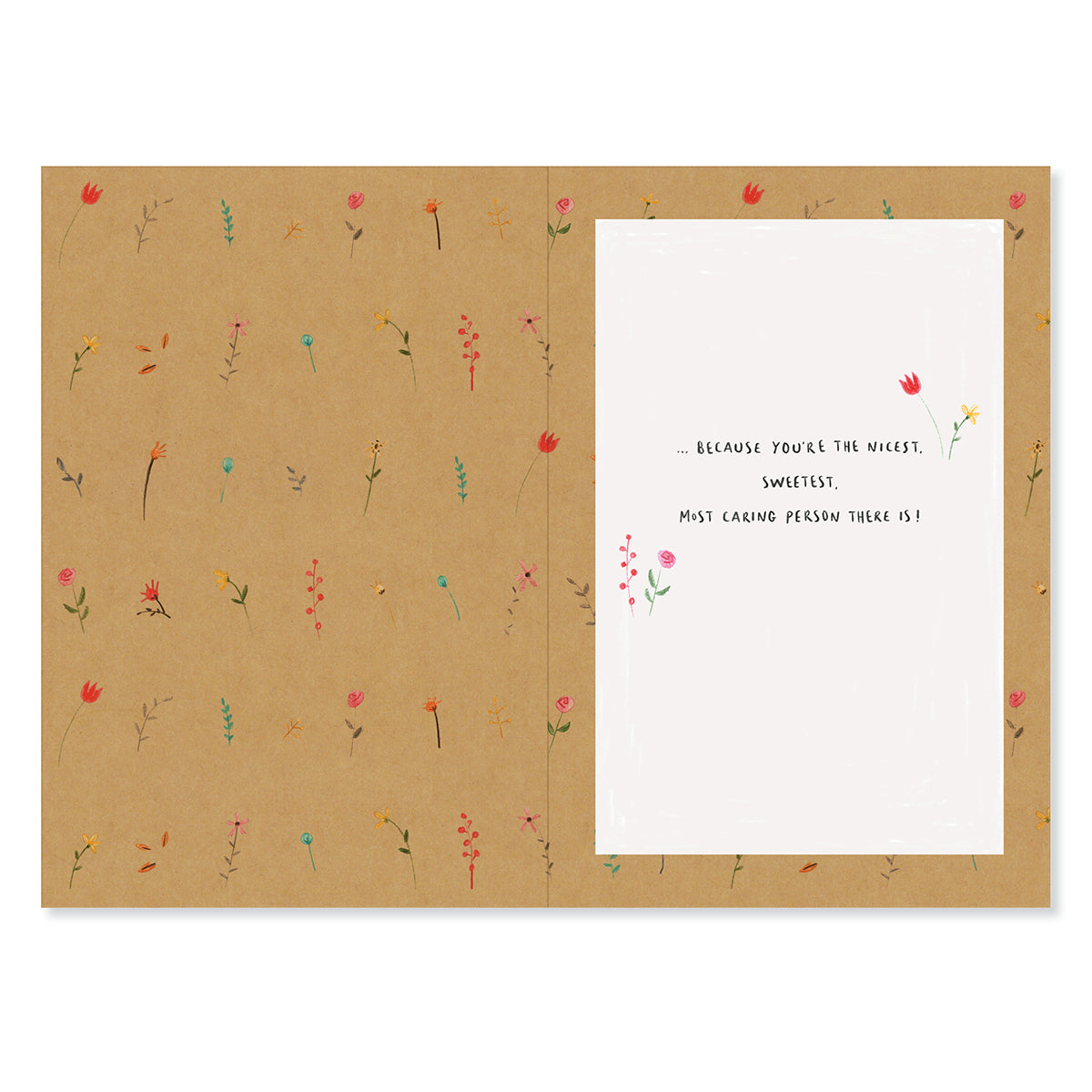 Hallmark Mother's Day Card For One I Love - The Nicest, open view showing floral pattern and heartfelt message, Australian design.