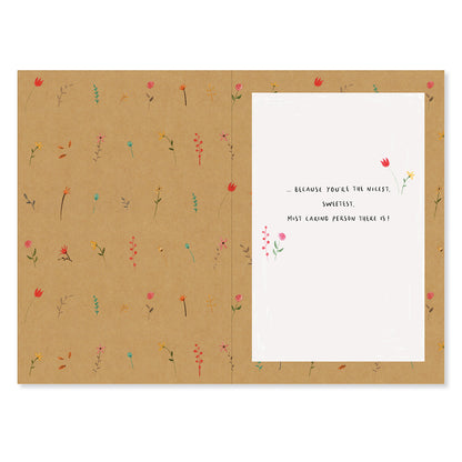 Hallmark Mother's Day Card For One I Love - The Nicest, open view showing floral pattern and heartfelt message, Australian design.