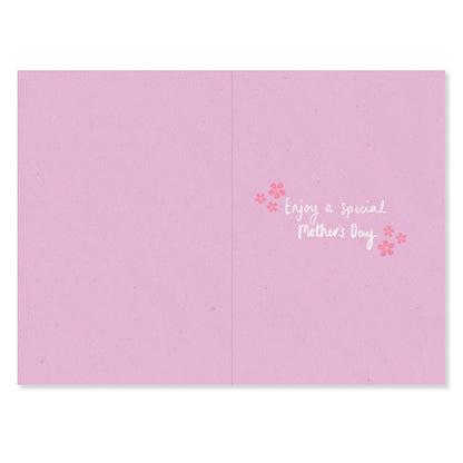 Hallmark Mother's Day Card For Nan - Lovely As Can Be, inner view with pink background, handwritten text and floral details.