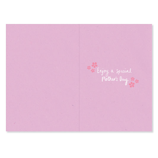 Hallmark Mother's Day Card For Nan - Lovely As Can Be, inner view with pink background, handwritten text and floral details.
