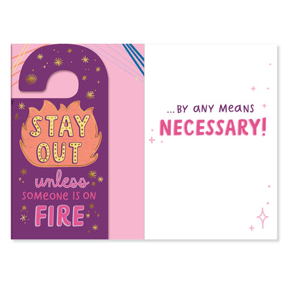 Hallmark Mother's Day Card With Removable Door Sign - Take A Little Time featuring colourful illustrations and playful text inside.