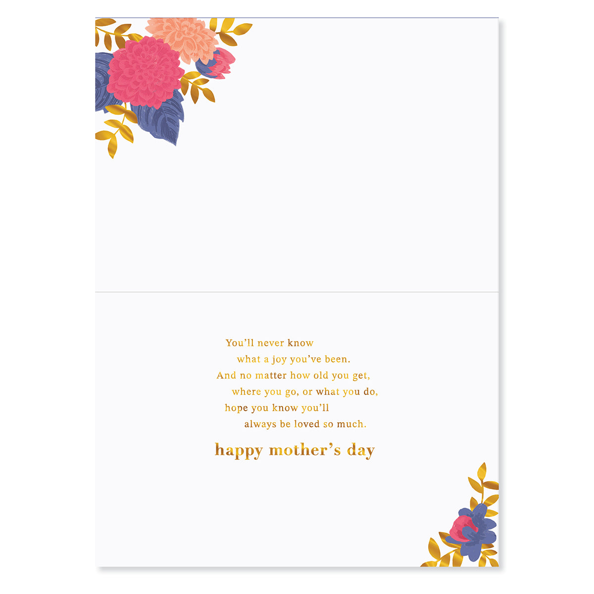 Hallmark Mother's Day Card For Daughter - A Joy inside view, featuring floral illustrations and heartfelt message in gold foil.