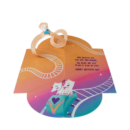 Hallmark Mother's Day Card From Partner - Rollercoaster Ride 3D pop-up design showcasing vibrant colours and playful rollercoaster illustration.