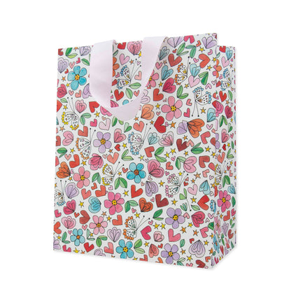Hallmark x Love, Meredith Medium Gift Bag - Butterflies, Hearts, Stars & Flowers