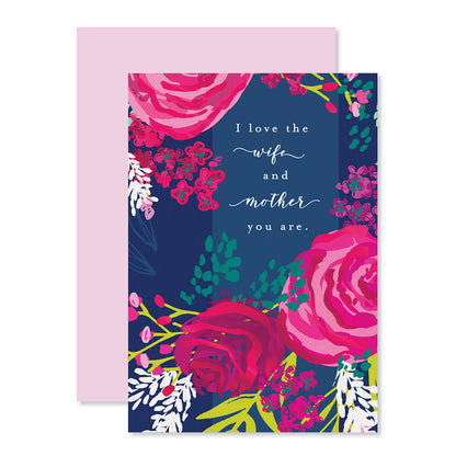 Hallmark Mother's Day Card For Wife - Couldn't Be Prouder featuring floral illustrations and heartfelt message on navy background.
