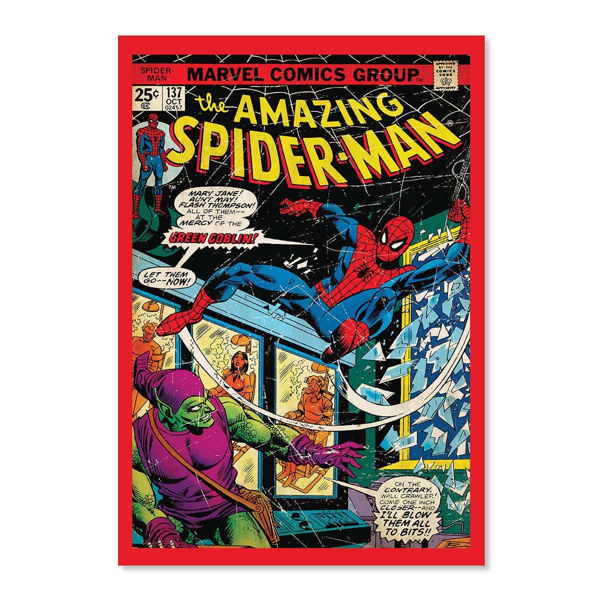 Hallmark MARVEL Spider-Man Comic Book Greeting Card featuring Spider-Man battling Green Goblin on a vibrant comic book cover.