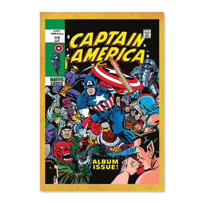 Hallmark MARVEL Captain America Comic Book Greeting Card featuring classic comic cover art with Captain America and iconic villains.