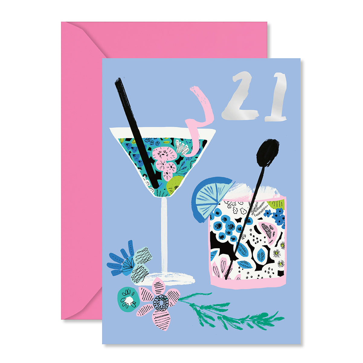 Hallmark 21st Birthday Card - Contemporary Cocktails