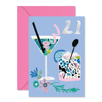 Hallmark 21st Birthday Card - Contemporary Cocktails