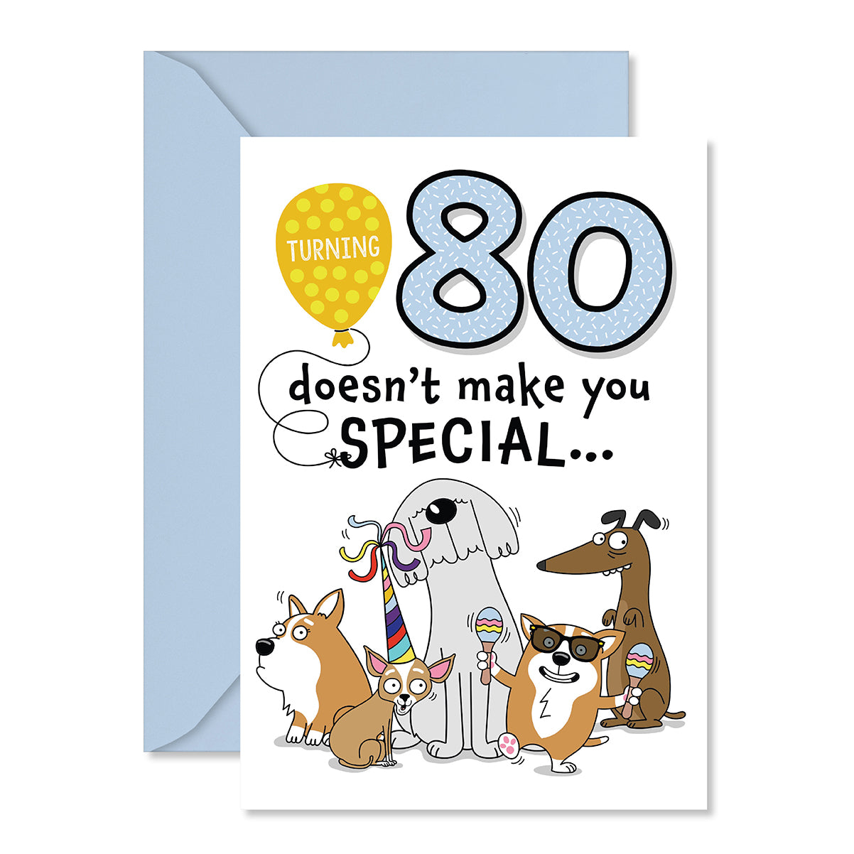 Hallmark 80th Birthday Card - Party Dogs