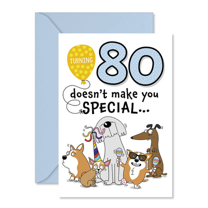 Hallmark 80th Birthday Card - Party Dogs