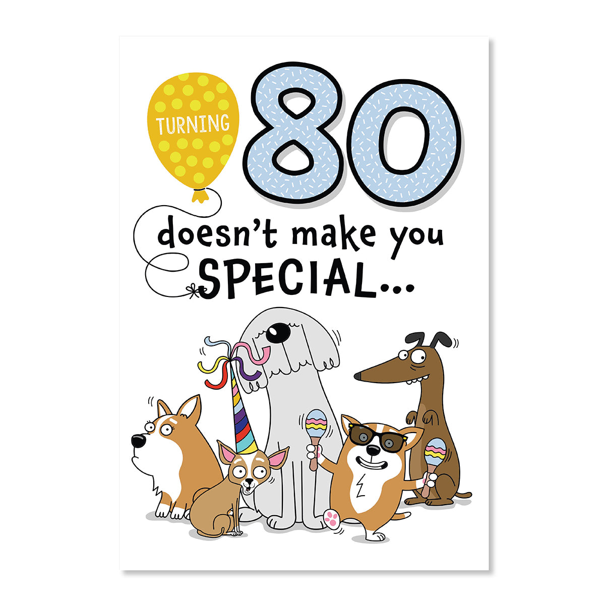 Hallmark 80th Birthday Card - Party Dogs