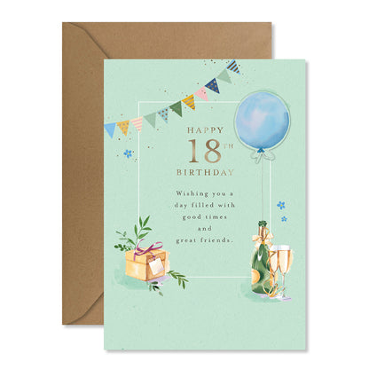 Hallmark 18th Birthday Card - Good Times & Great Friends