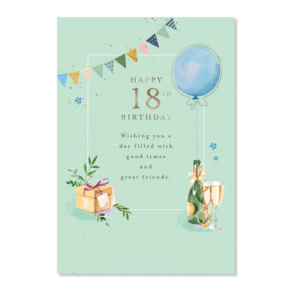 Hallmark 18th Birthday Card - Good Times & Great Friends