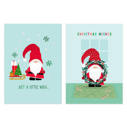 Two Christmas greeting cards shown side by side on a white background. The left card says 'JUST A LITTLE WISH.