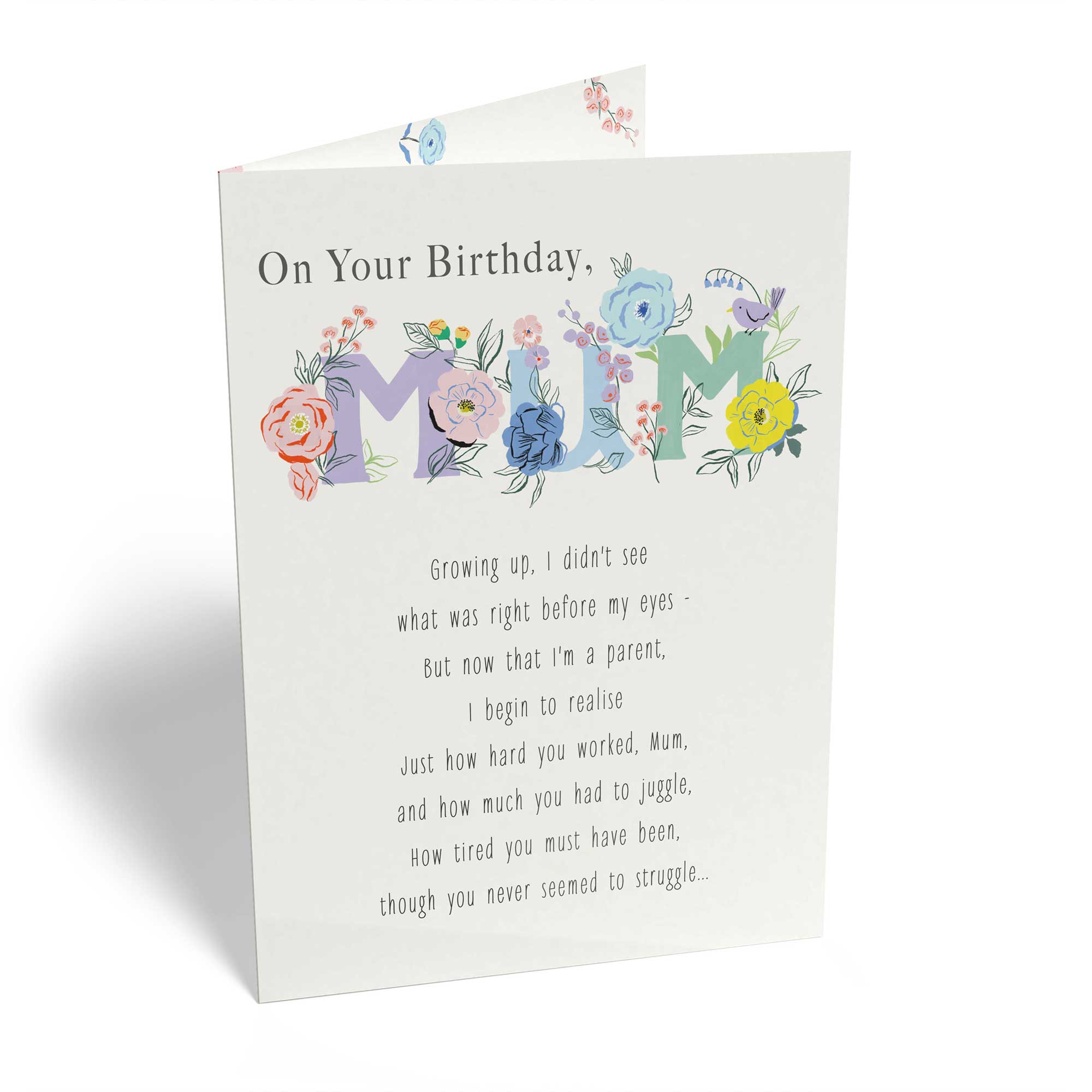 Cute Mum Birthday Written Verse Floral Pattern