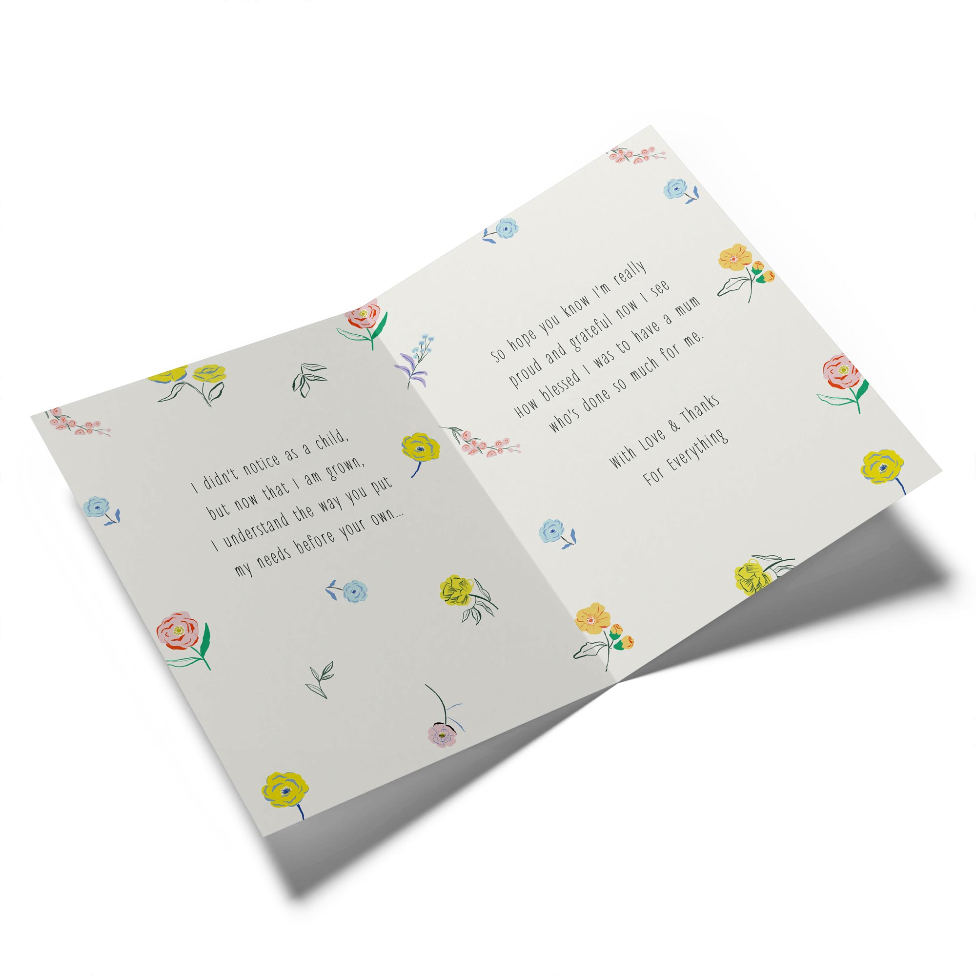 Cute Mum Birthday Written Verse Floral Pattern