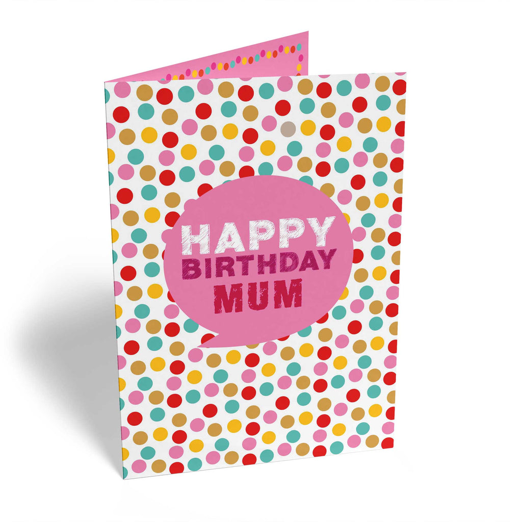 Mum Happy Birthday Speech Bubble Polka Dots