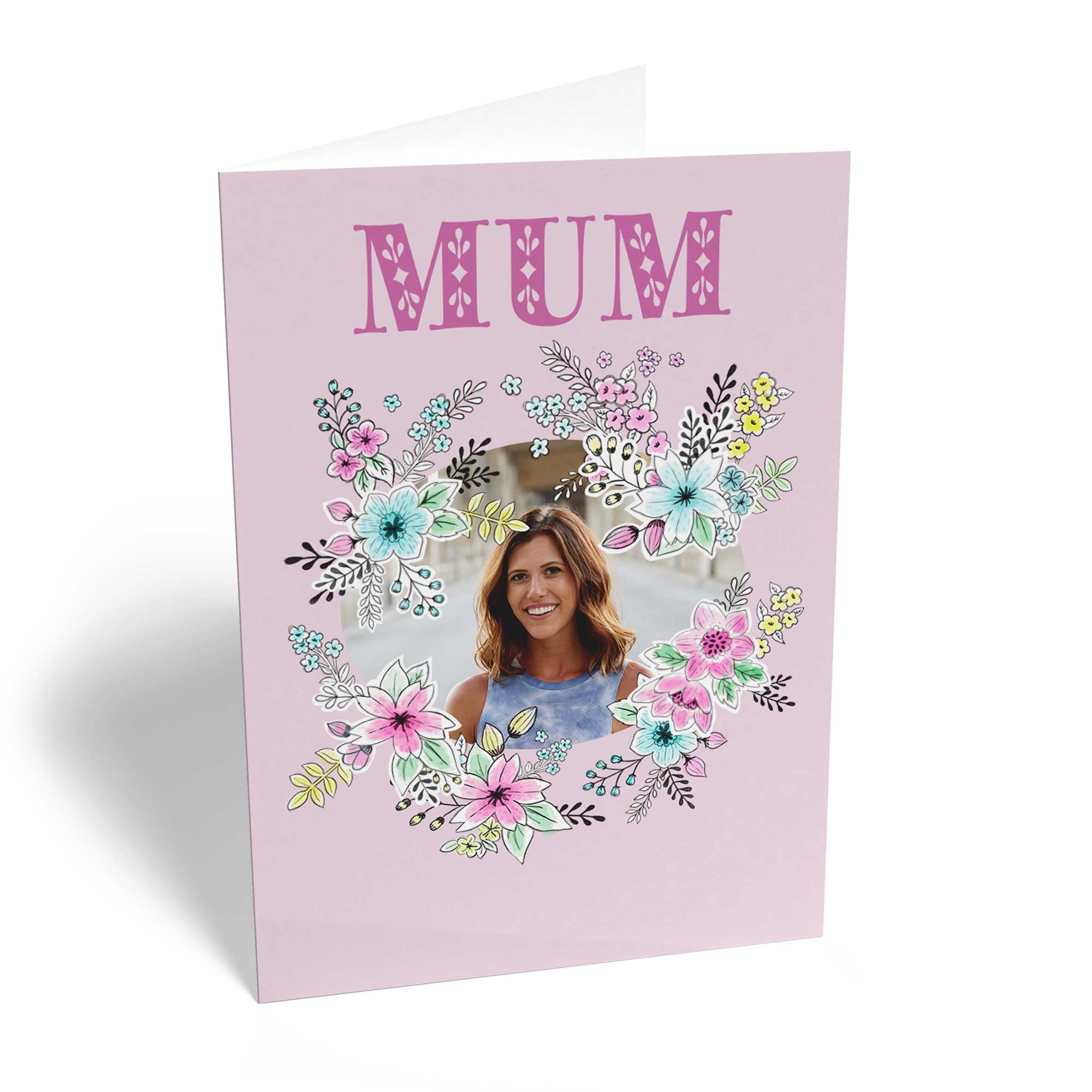 Mum Photo Upload Oval Frame Floral Design