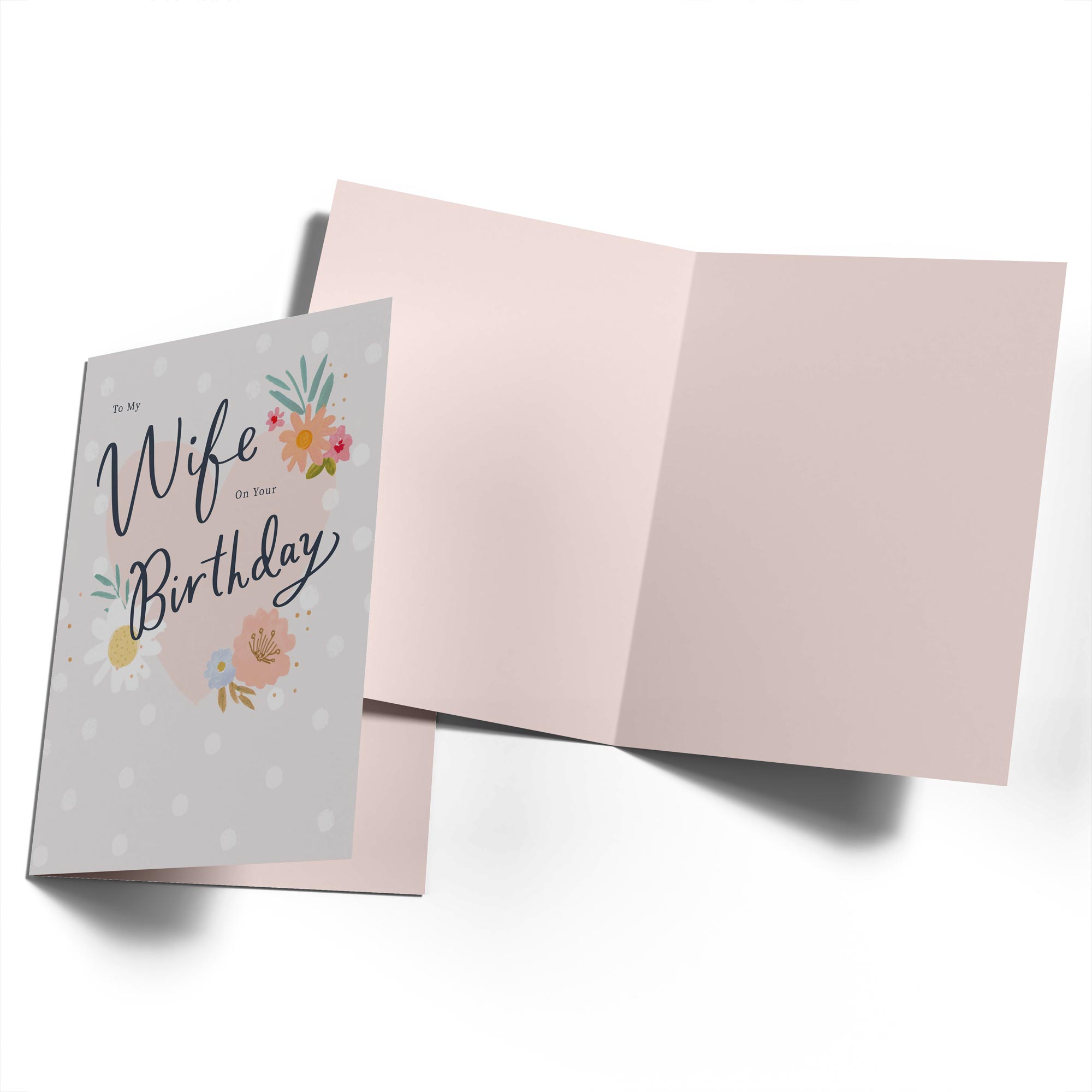 Wife Birthday Contemporary Text Flowers