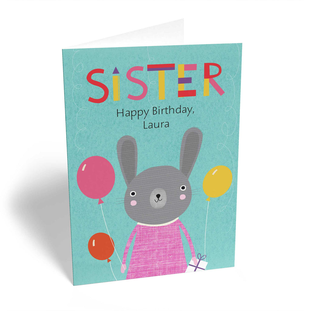 Sister Happy Birthday Cute Rabbit Balloons