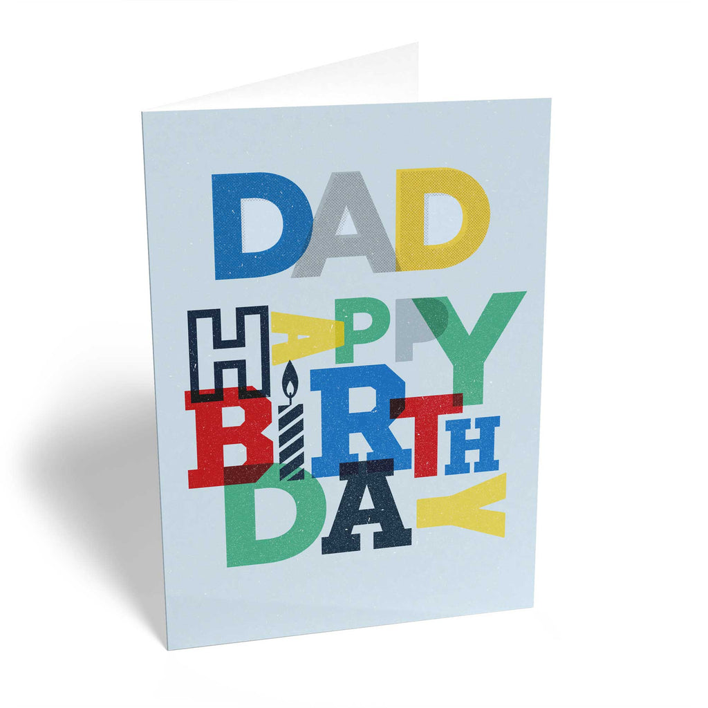 Dad Happy Birthday Contemporary Colourful Text