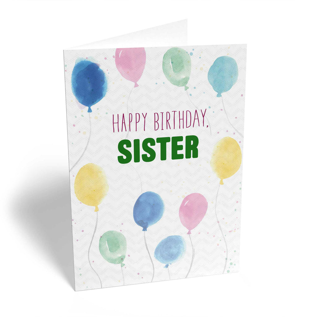 Sister Birthday Colourful Balloons Contemporary Pattern