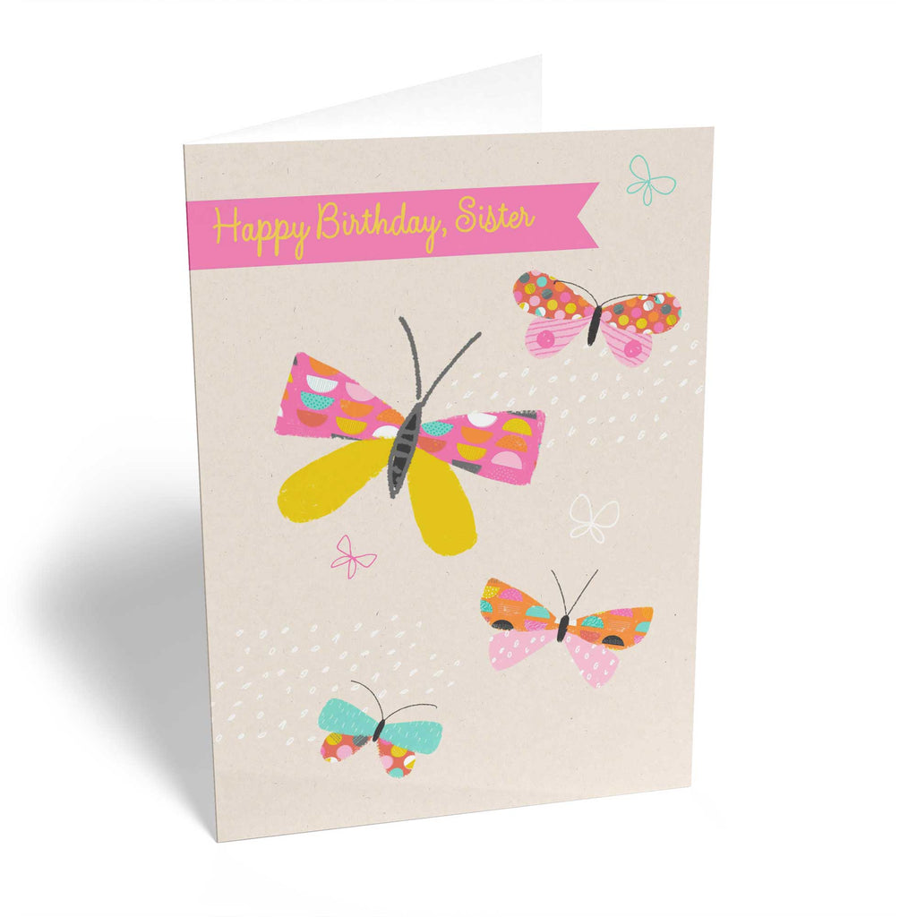 Sister Happy Birthday Butterflies Editable Text