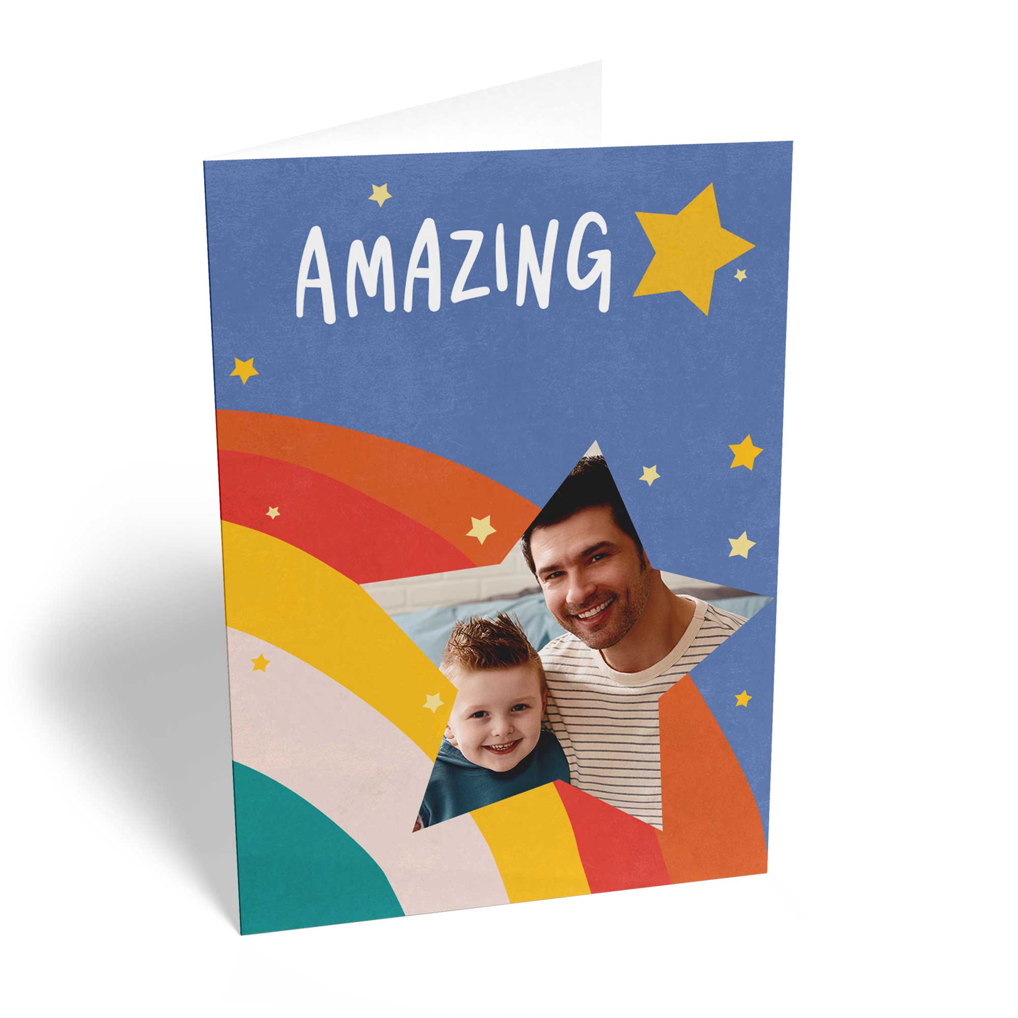 Amazing Dad Photo Upload Star Rainbow Editable