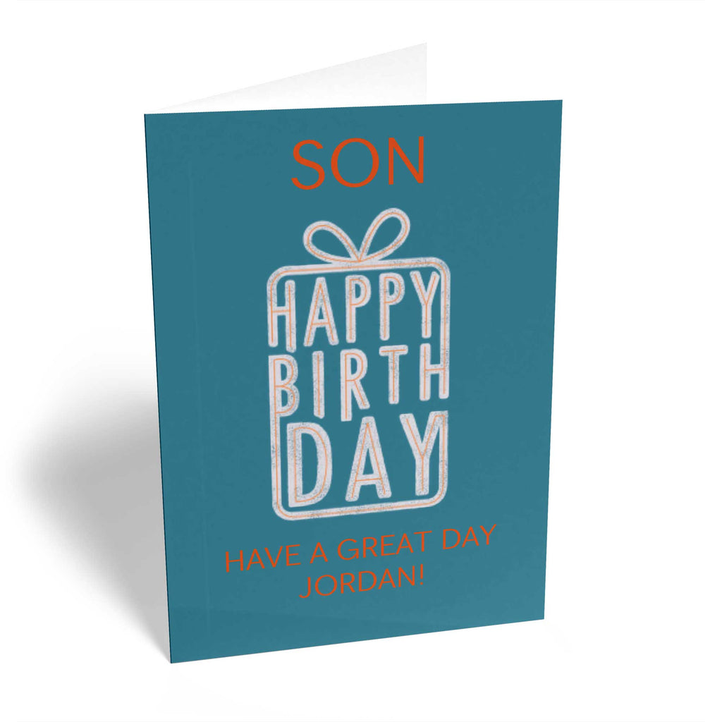 Son Happy Birthday Parcel Bow Editable