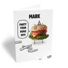 Funny Birthday Editable Photographic Burger Party Your Buns Off